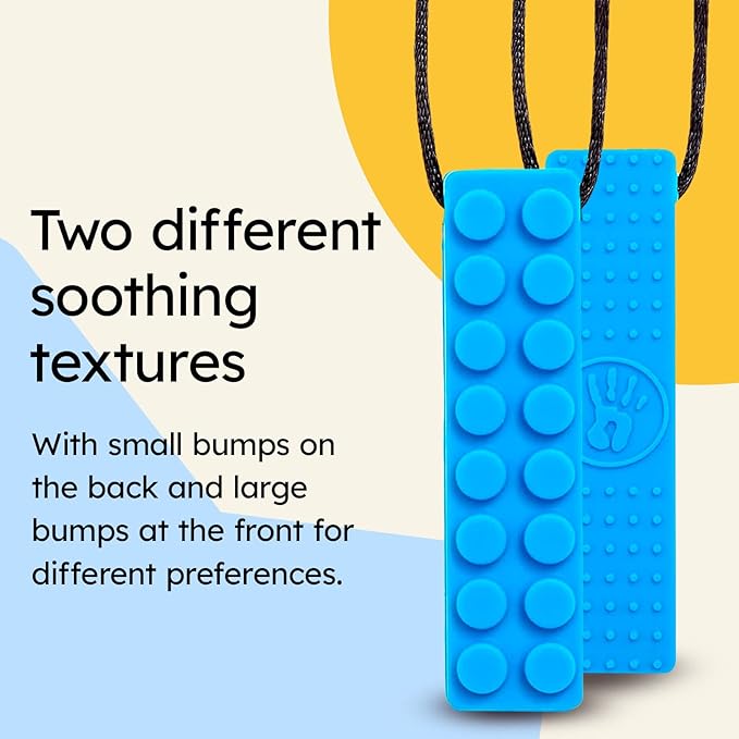 Gafly Sensory Chewing Tool Necklace for Kid's Sensory Integration with Autism and ADHD | Textured Silicone for Teething, and Biting, 2 Pack with Extra Cord and Clasp in Assorted Colors (2 Pack)