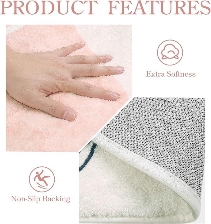 Lahome Pink 10x14 Area Rugs, Washable Ultra-Thin Large Rug - Image 5