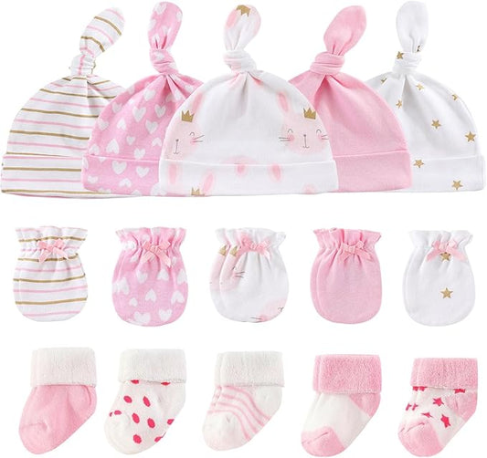 Baby Hats Mittens and Socks Set Cotton Newborn Hat Beanie Soft Infant Girls Boys Caps Gloves 0-6 month