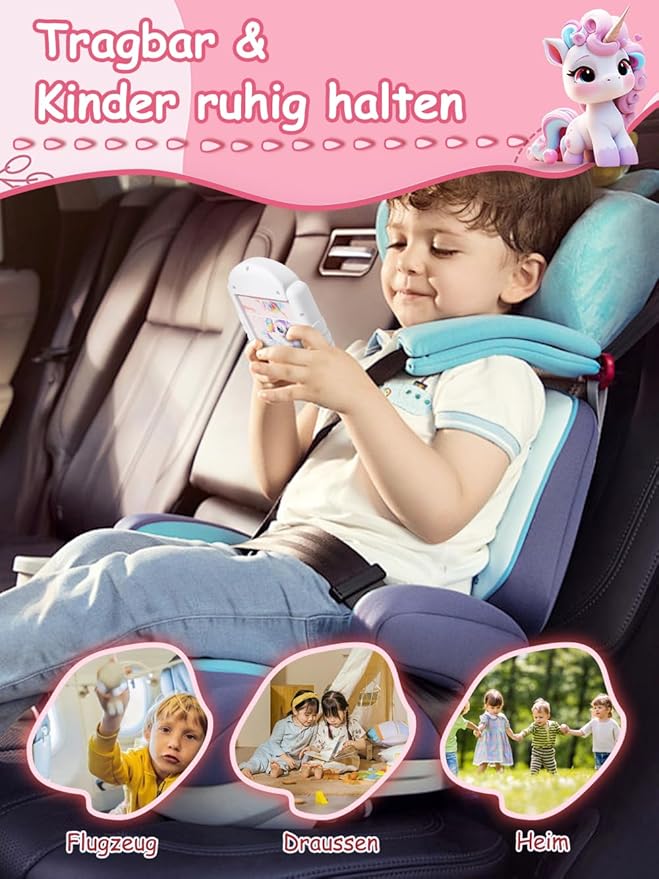 16-Piece Rotating Puzzles for Kids 4-6, Toddlers Puzzles 2-4, Road Trip, Airplane Activities Game, Travel Toys - Brain Teaser, Fine Motor Skills - Birthday Gifts Boys & Girls - Pink Alicorn