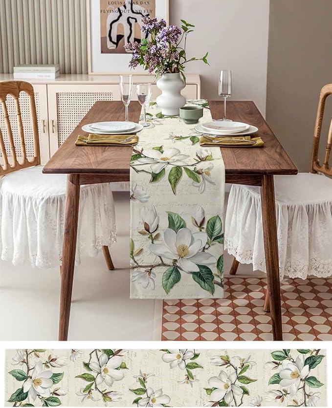 Vintage Floral Spring Table Runners 120 Inches Long, Rustic Botanical Table - Image 6