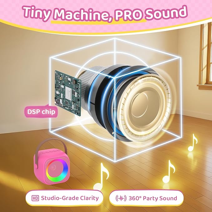 Karaoke Machine for Kids, Toys for 3-12 Years Old Girls Gifts, Kids Karaoke Microphone Machine Toy, Best Fun Christmas Birthday Gifts for 5 6 7 8 9 10 11 Years Teens Girl Boys Rose 2 Mic