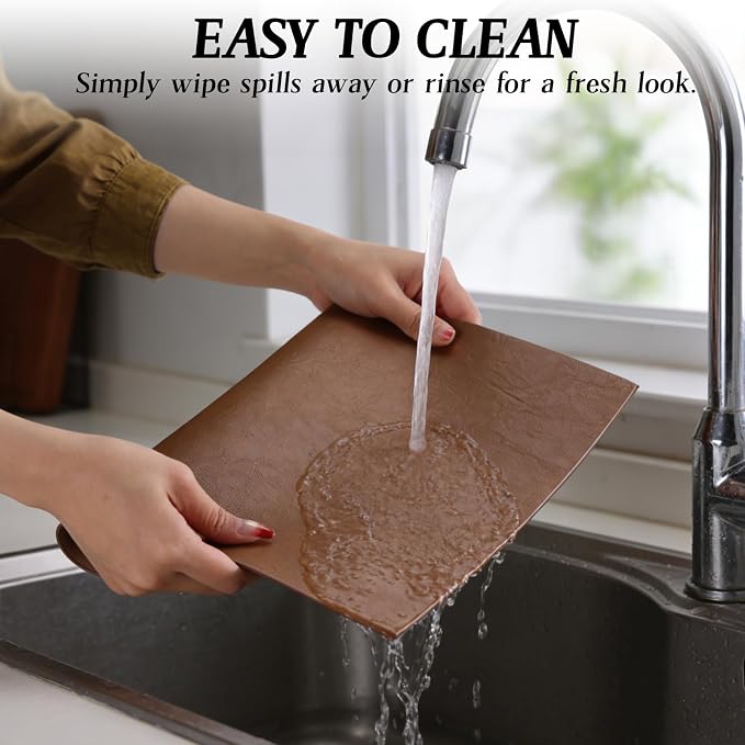 Faux Leather Placemats for Dining Table Set of 4, Edge-Sealed PU Leather Table - Image 4