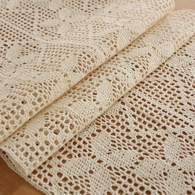 meioro Crochet Lace Table Runner, 12x72 Inch Boho Cotton Table Runners - Image 4