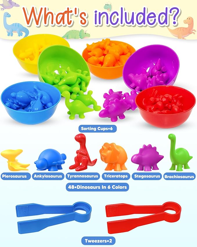 Yetonamr Counting Dinosaurs Montessori Toys for 3 4 5 Years Old Boys Girls, Toddler Preschool Learning Activities Sensory Toys Birthday Gifts