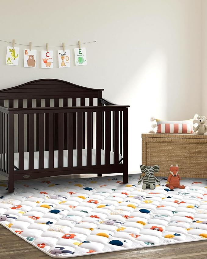 Odorless Premium Foam Baby Play Mat 79" x 71", Soft Microfiber Fabric Crawling Mat for Floor- Comfortable and Hypoallergenic, Non-Slip Cushioned Floor Playpen mat for Infants,Babies,Toddlers