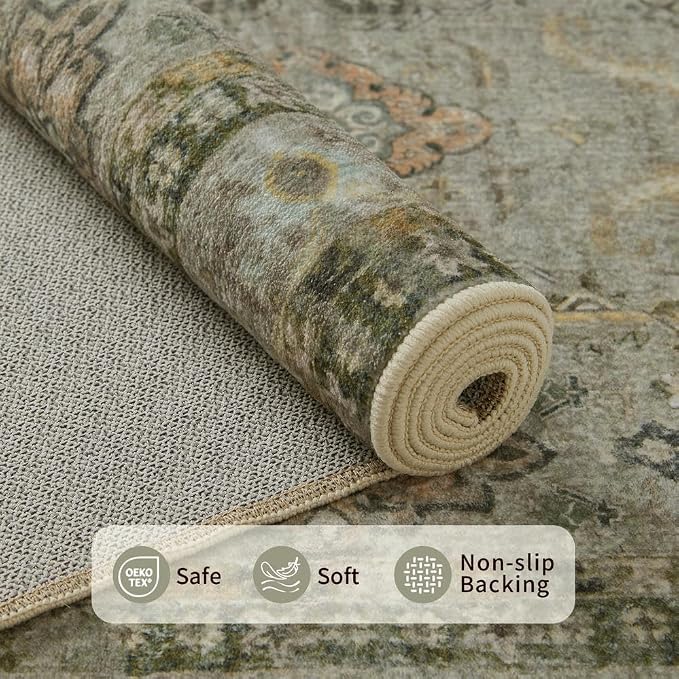 Rugxara 8x10 Area Rugs for Living Room Bedroom, Large Washable Rug, Vintage - Image 6