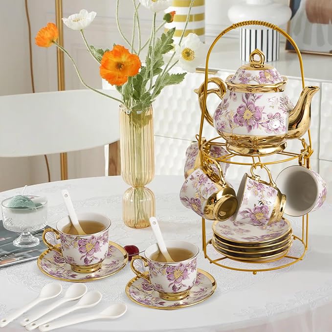 Ceramic Tea Set 20 Pcs, 700ml/23oz Porcelain Tea Pot Sets - Image 7