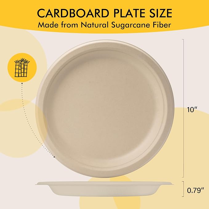 Compostable Paper Plates 10 Inch | Unbleached Brown, Disposable Biodegradable - Image 6
