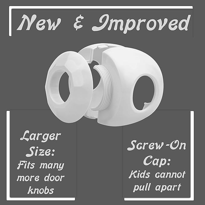 Door Knob Safety Cover for Kids - 5 Pack - Baby Proof Door Knob Covers - Door Locks for Kids Safety Child Proof - White
