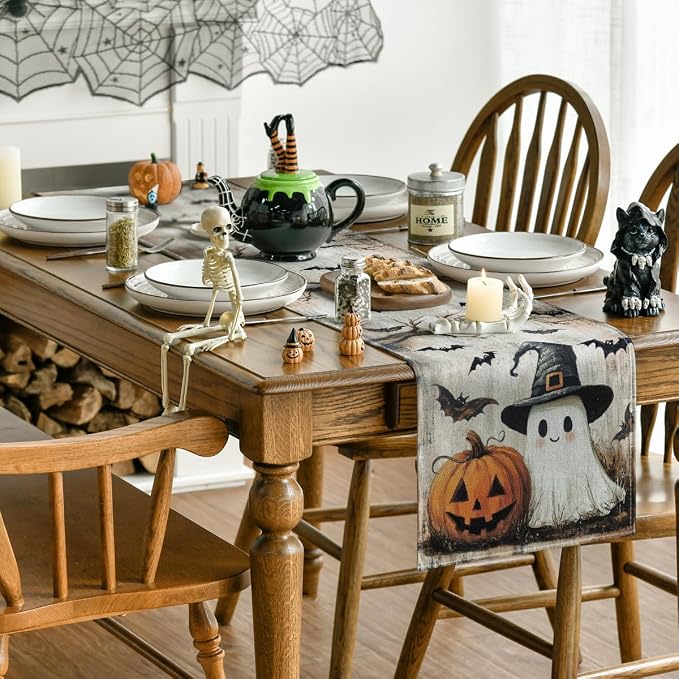 Artoid Mode 210 GSM Halloween Table Runner 13x120 Inch Home Party Decor | - Image 4