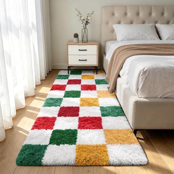 Shag Runner Rug for Bedroom Living Room 2x6 Upgrade Non-Slip Fluffy Soft by Boshengya