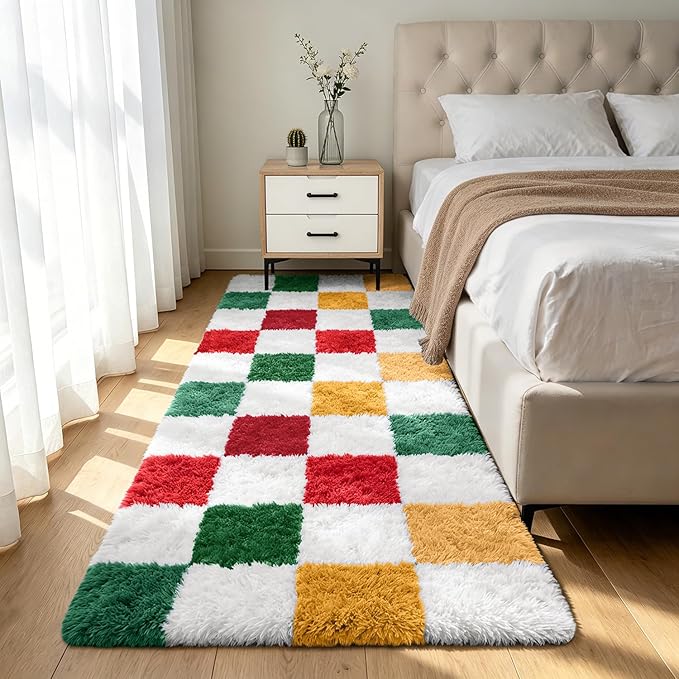Shag Runner Rug for Bedroom Living Room 3x7 Upgrade Non-Slip Fluffy Soft by Boshengya