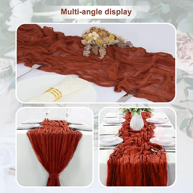 20 Pack Terracotta Christmas Cheesecloth Table Runner 35x120 Inch 10Ft Rustic - Image 6