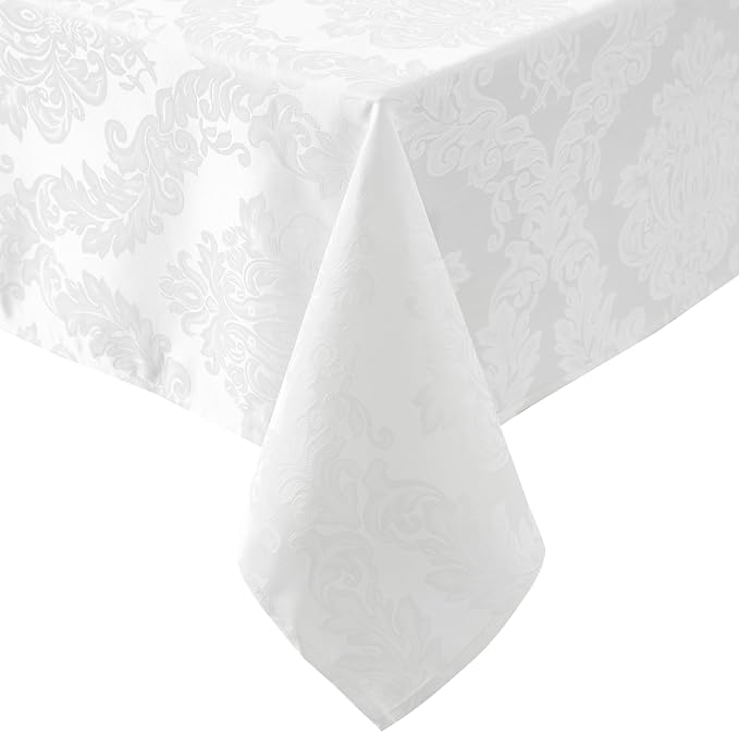 Newbridge Barcelona Luxury Damask Fabric Tablecloth, 108” Round, 100% Polyester - Image 9