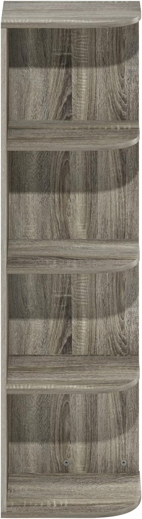 Furinno Pasir 4-Tier Corner Open Shelf Bookcase, French Oak