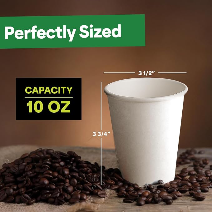 EconoHome 10 oz 500 Pack Disposable Coffee Paper Cups - Image 3