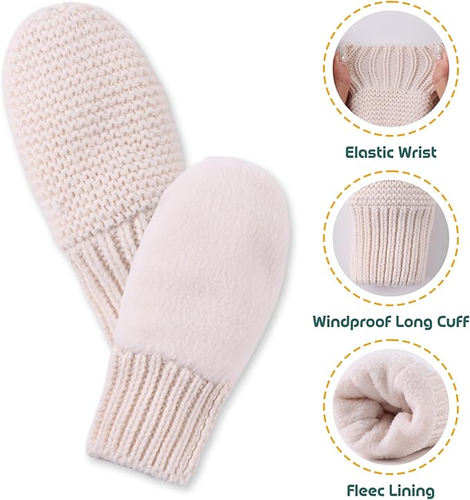 Basic Winter Baby Beanie Gloves Boys Girls Knitted Hat Pompom Kids Earflap Hats Warm Infant Toddler Beanie Mittens Set