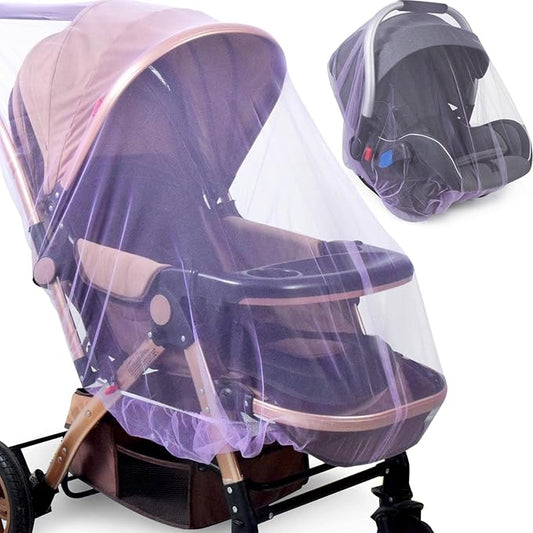 Durable Baby Mosquito Net (2 Pack) - Perfect Bug Net for Strollers, Bassinets, Cradles, Playards, Pack N Plays and Portable Mini Crib (Purple)