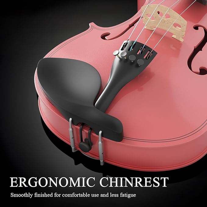 1/4 Beginner Violin Kit, Complete Violin Set with Case, Bow, Rosin,Pink