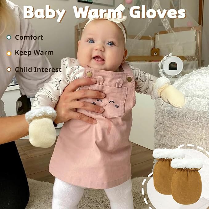 Cute Baby Mittens Newborn, No Scratch Baby Boy Mittens, Baby Girl Hat Gloves for Toddlers, Infant, Newborn