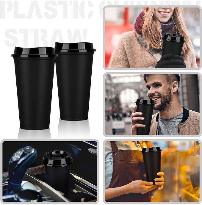 Domensi 15 Pack Reusable Plastic Coffee Cups - Image 5