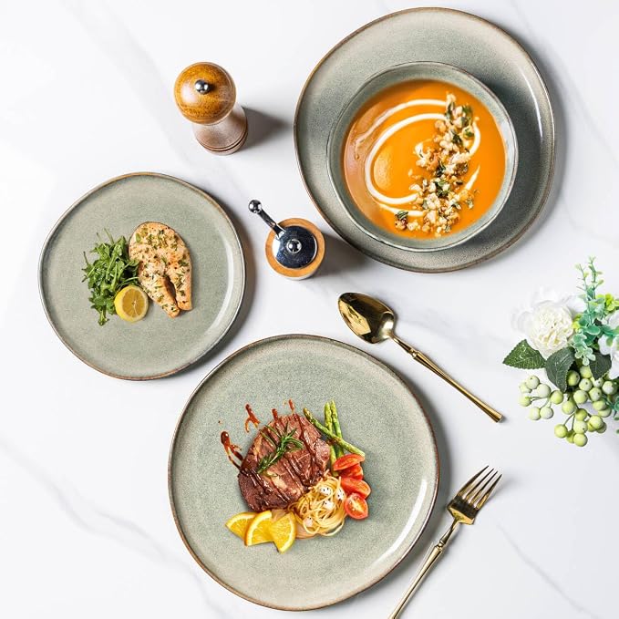 AmorArc Ceramic Dinner Plates Set of 6, 10.5 Inch Stoneware Plates Set | - Image 3