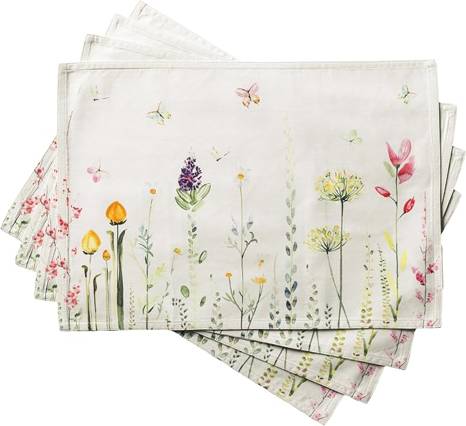 Maison d' Hermine Placemats Set of 4 Reusable 100% Cotton | Cloth Place Mats by MaisondHermine