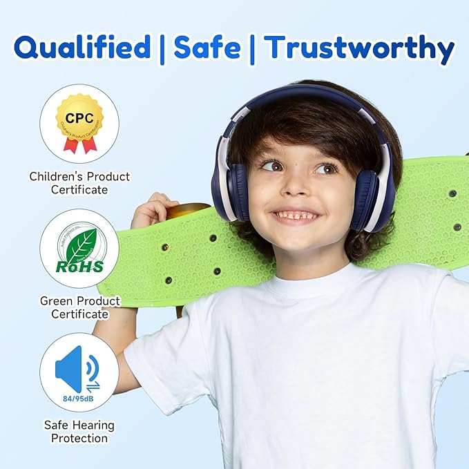 EarFun 2Packs Kids Bluetooth Headphones, K2 Kid Headphone with Volume Limited, 40H Playtime, Built-in Mic, Stereo Sound, Foldable Over-Ear Headphones for Kids/School/Travel