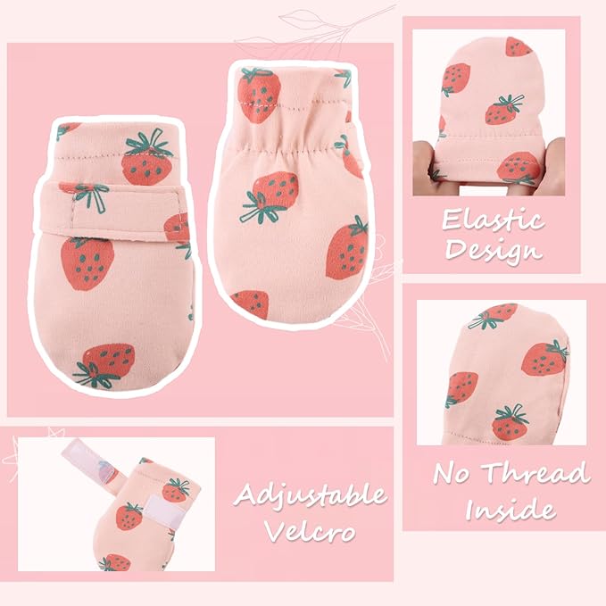 Newborn Baby Mittens Infant No Scratch Gloves Cotton Mitts for Baby Girls Boys
