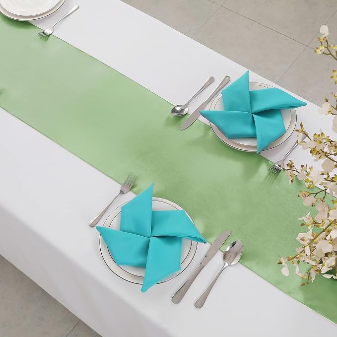 Horbaunal 6 Pack Satin Runners 12 x 72 Inch, Sage Green | Bright Silky Smooth - Image 6