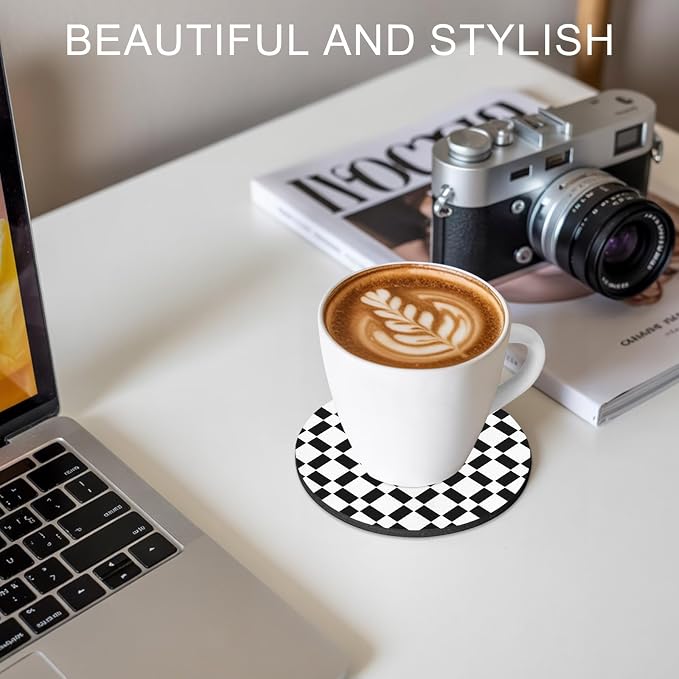 Black White Minimalist Coasters Set of 4, Absorbent Coasters - Image 7
