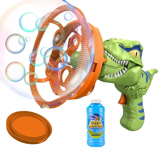 Dino Bubble Gun Bubble Machine for Dinosaur Bubble Blower Toy for Kids and Toddlers Bubble in Bubble Gun Party Favors Birthday for 3 4 5 6 7 8 9 10+Years Old Boys and Girls (Green)