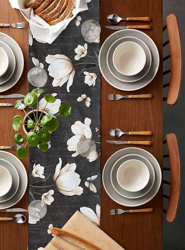 Farmhouse Floral Table Runners 60 Inches Long, Cotton Linen Fabric Table Runner - Image 5