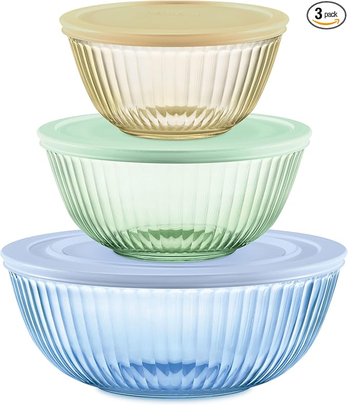 Pyrex Colors Tinted Sculpted Tinted Glass Mixing Bowls by Pyrex