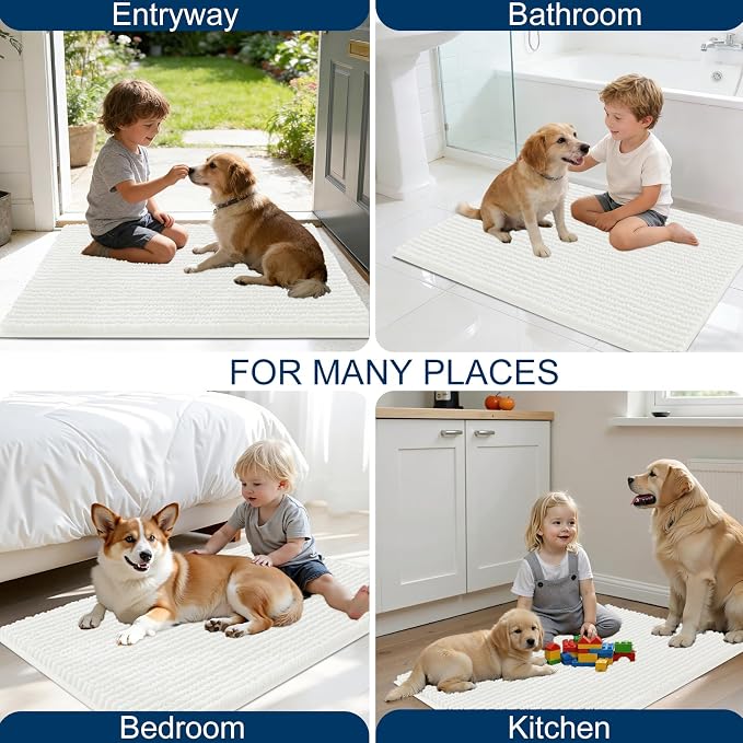 OLANLY Dog Door Mat for Muddy Paws 44x32, Ultra Absorbent Chenille Mud Doormat - Image 8