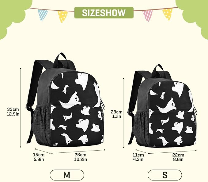 Halloween Ghost Toddler Backpack Waterproof Mini Backpack Boys/Girls Cute Small Backpack Kindergarten Pre School Bags 13 Inch