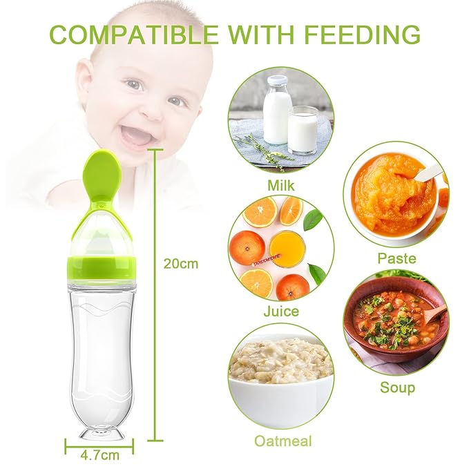 WAJIAYON Food Feeder for Baby, Fruit Feeder Pacifier (3 Pcs) with 6 Different Sized Silicone Pacifiers,Silicone Baby Food Dispensing Spoon 90ML with Babies Spoons,Pacifier Clip Babies Feeding Set