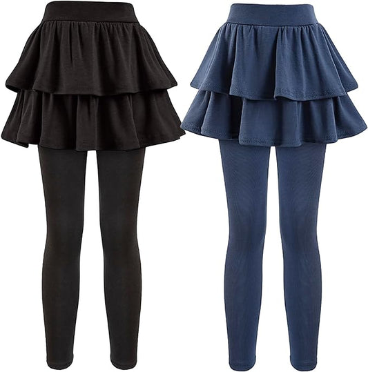 Girls School Uniform Pants Leggings with Skirts Stretch Warm Jegging 4-12 Years