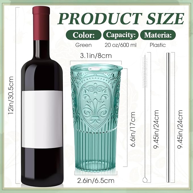 6 Set 20oz Vintage Plastic Tumbler - Image 2