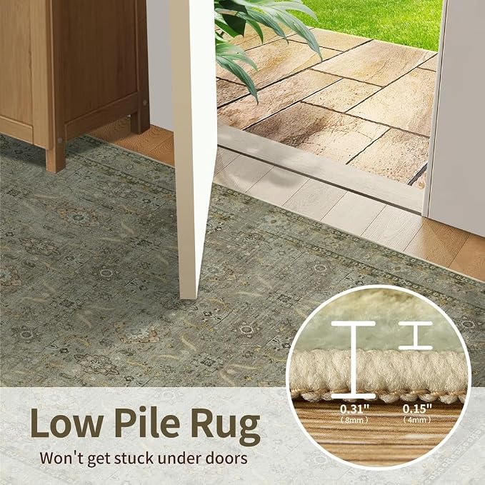 Rugxara 4x6 Rug for Living Room Bedroom, Washable Throw Rugs, Vintage Retro - Image 6