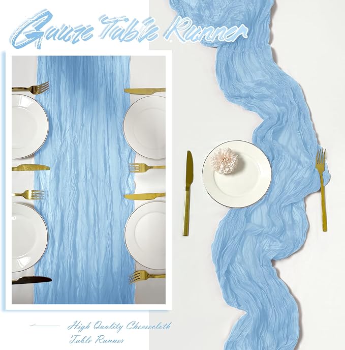 30 Pack Baby Blue Cheesecloth Table Runner 17 x 108 inch Cheese Cloth Table - Image 6