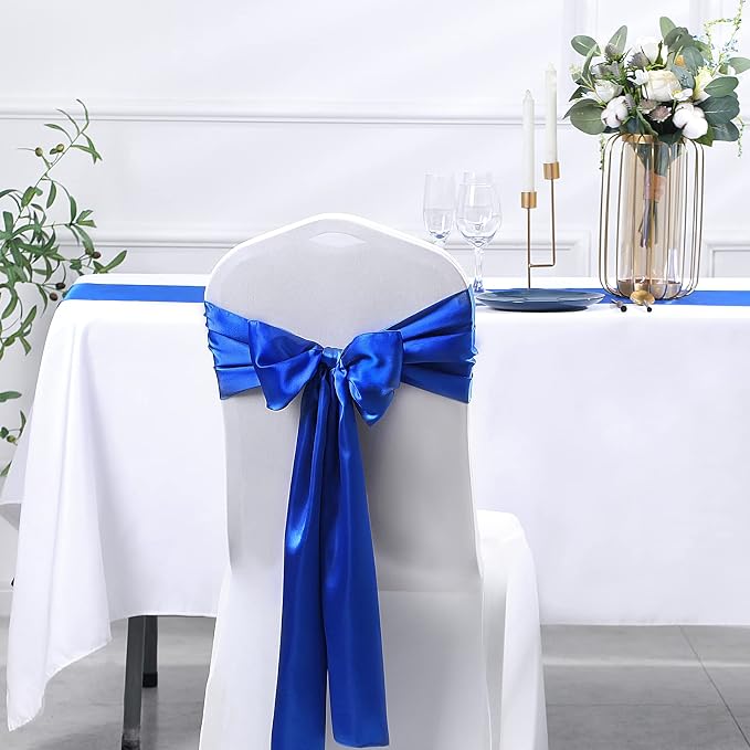 SiinvdaBZX 12 Pcs Royal Blue Satin Table Runner 12 x 108 inches Long | Bright - Image 6