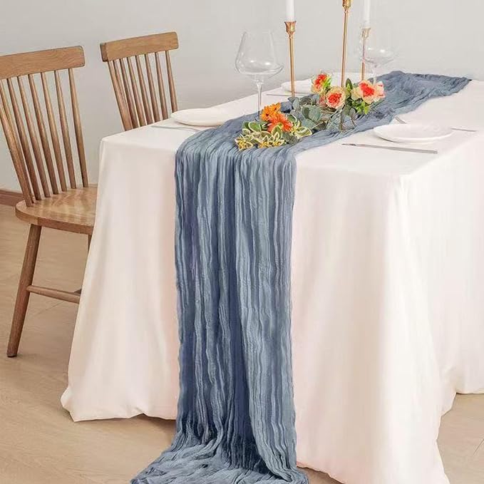 6Pack Dusty Blue Cheesecloth Table Runner 20 x 120 inch Gauze Table Runner | - Image 2