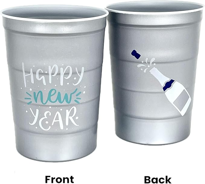 Steel Chill Cups 16 oz. Reusable Party Cups, Happy New Year, 100% recyclable - Image 2