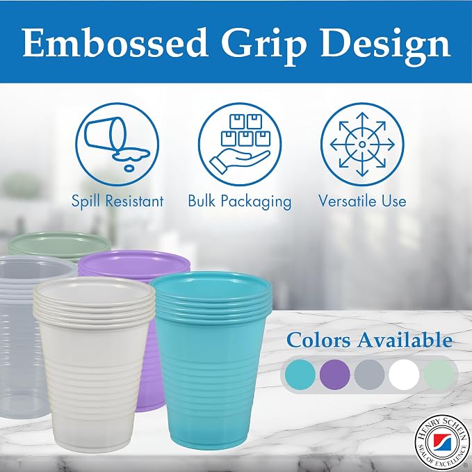 Henry Schein 5Oz Plastic Disposable Dental Cups, 1000 Ct | Embossed Grip - Image 2