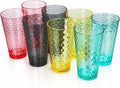 BPA-Free Plastic Tumblers 8 Pack | Reusable Dishwasher Safe | Stackable by AKMQYM