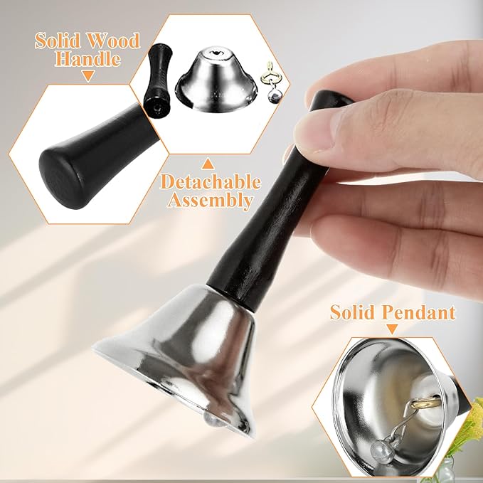 CYEAH 12 Pack Hand Bell, Silver Steel Service Bell Call Bell Dinner Bell for Wedding, Service, Game, Alarm, Jingles (Silver)