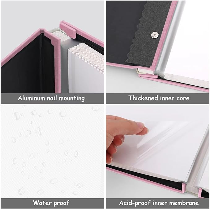 Zesthouse Large 18In Photo Album Self Adhesive 60 Pages, Scrapbook Albums with Sticky Page Holds 10x12 & 8x10 & 5X7 & 4x6 Pictures, DIY Photo Book Ideal Gift for Family Wedding Baby