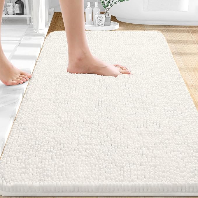 OLANLY Bathroom Rugs 32x20, Extra Soft Absorbent Chenille Bath Rugs, Rubber by OLANLY
